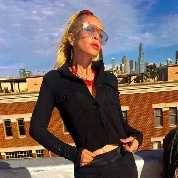 James Perse knit blazer cropped classic button black  coat jacket sz 1 small - Picture 1 of 4